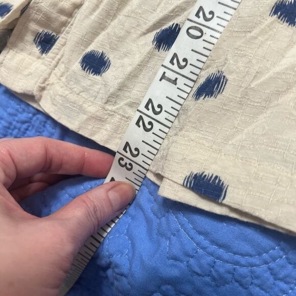 Anthropologie Maeve Saona Polka Dot Tank Pleat Swing Tan Blue medium 8 - Picture 12 of 14